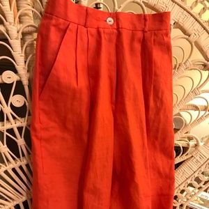 Vintage Doncaster linen slacks, tangerine colored, 6 Petit